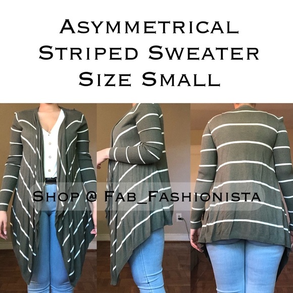 Asymmetrical Striped cardigan sweater - Picture 1 of 11